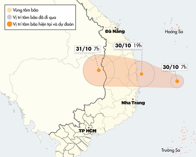 Chiều tối nay, bão số 5 đổ bộ đất liền từ Quảng Ngãi đến Khánh Hoà