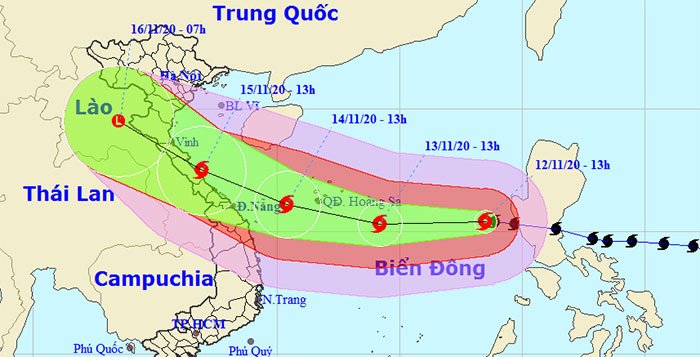 Cơn bão số 13 Vamco đã đi vào biển Đông, gió mạnh cấp 12, giật cấp 15