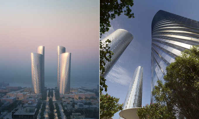 Cụm tháp cao nhất Qatar chống nóng nhờ phủ tấm nhôm