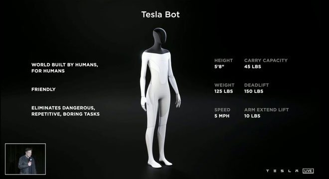 Elon Musk công bố robot giống người Tesla Bot