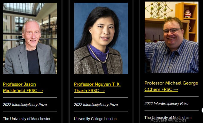 Giáo sư người Việt được Hiệp hội Hóa học Hoàng gia Anh vinh danh