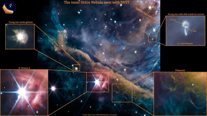 Hình ảnh tinh vân Orion sắc nét từ kính viễn vọng 10 tỷ USD
