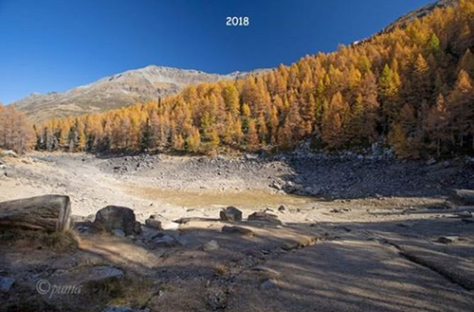 Hồ nước ở độ cao gần 2.000 mét trên dãy Alps biến mất