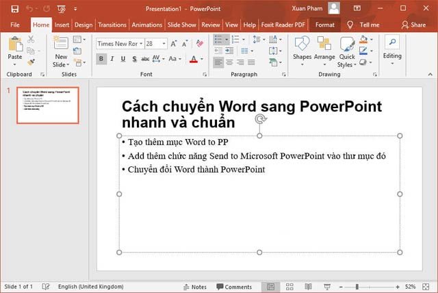Hướng dẫn chuyển nội dung Word sang PowerPoint tự động