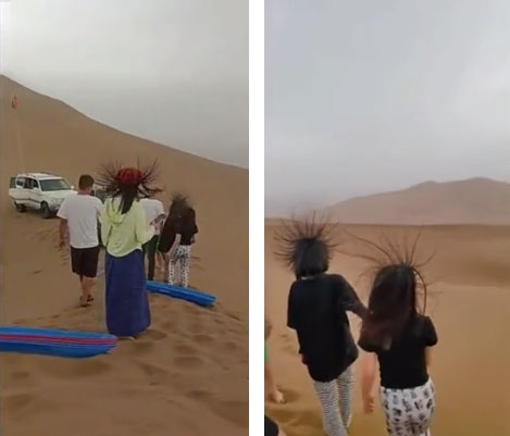 Kinh ngạc tóc du khách dựng đứng khi khám phá sa mạc ở Trung Quốc