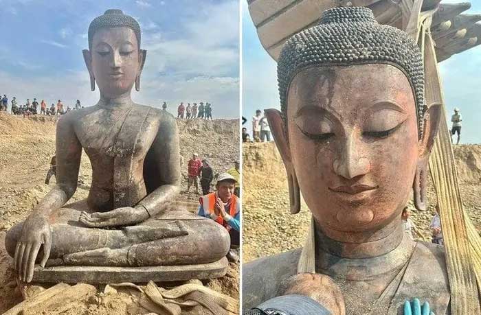 Lào tiếp tục phát hiện tượng Phật cao 2 mét gần sông Me Kong