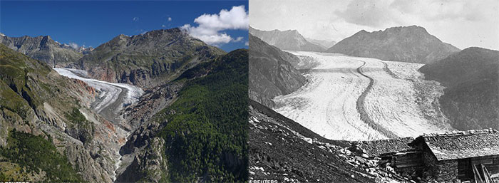 Loạt ảnh xưa - nay gây shock về sự thay đổi của các dòng sông băng: Xót xa quá, Trái đất ơi!