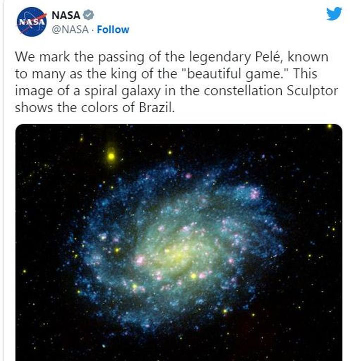 NASA dùng thiên hà Brazil để tri ân Pele