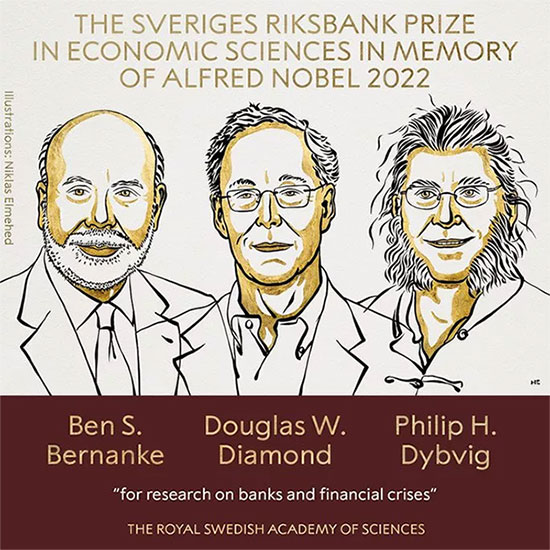 Nobel Kinh tế 2022 vinh danh nghiên cứu về khủng hoảng tài chính