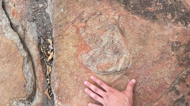 Phát hiện tác phẩm nghệ thuật 9.000 năm tuổi bên cạnh dấu chân khủng long