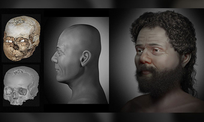 Phục dựng gương mặt từ hộp sọ 9.000 năm gắn vỏ sò