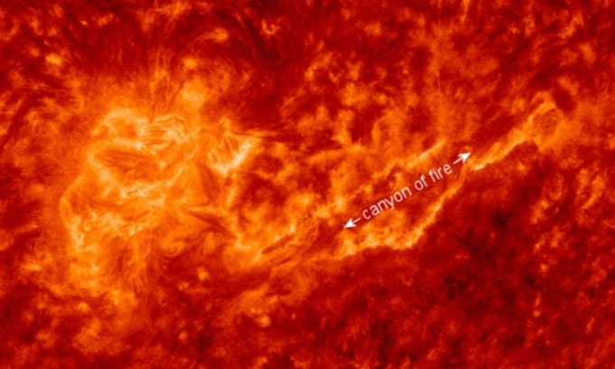Rãnh lửa sâu 20.000km xuất hiên trên bề mặt Mặt trời