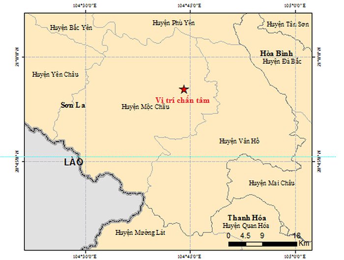 Sáng nay tiếp tục xảy ra 2 trận động đất tại Mộc Châu, Sơn La