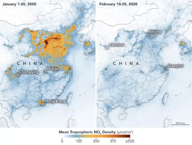 Sau khi dịch bệnh virus Covid-19 bùng phát, khí thải nhà kính tại Trung Quốc giảm đáng kể
