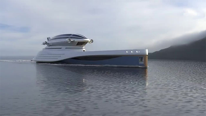 Thiết kế siêu du thuyền gắn kèm khí cầu bay