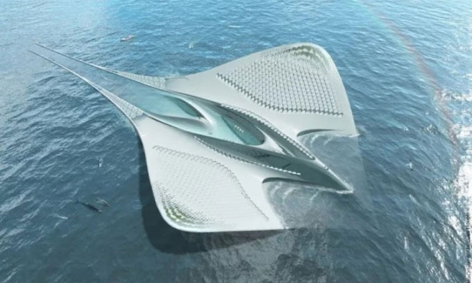 Thiết kế thành phố nổi hình cá đuối có thể chứa 7.000 người