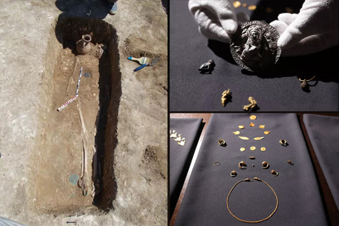 Tìm thấy huy chương bạc trong mộ cổ 2.100 năm tuổi