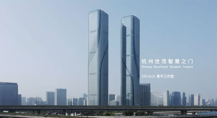 Tòa tháp đôi cao 280m có họa tiết dòng chảy ở Trung Quốc