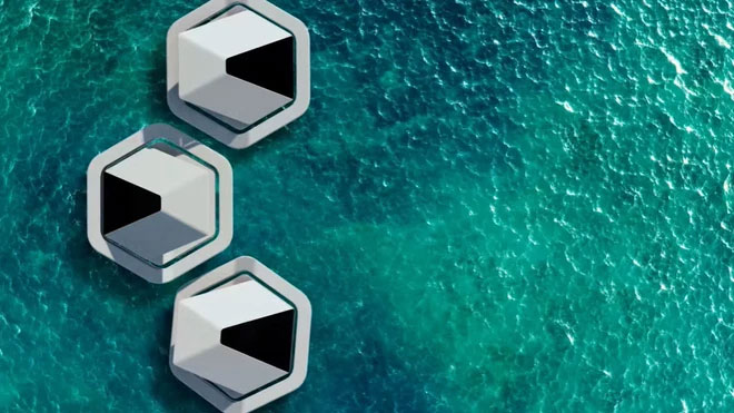 Ý tưởng nhà ở Tokyo 2050 của Sony hình dung con người sống trên những chiếc vỏ nổi ngoài biển