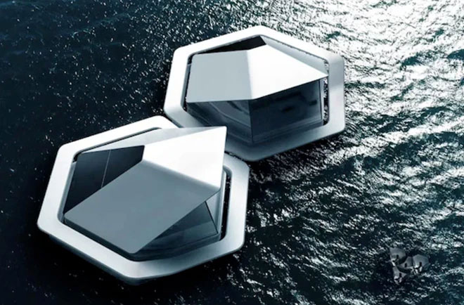 Ý tưởng nhà ở Tokyo 2050 của Sony hình dung con người sống trên những chiếc vỏ nổi ngoài biển
