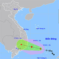 Áp thấp nhiệt đới đang mạnh lên thành bão, hướng thẳng vào khu vực Khánh Hòa-Ninh Thuận
