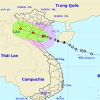 Áp thấp nhiệt đới mạnh lên thành bão số 2 tiến vào vùng biển Thái Bình - Nghệ An, áp sát đất liền