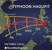 Bão Hagupit có thể đổ bộ Việt Nam vào cuối tuần