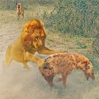 Bầy linh cẩu cứu đồng loại khỏi vuốt sư tử