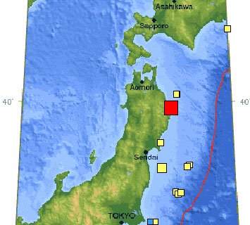 Động đất mạnh tại đông bắc Nhật Bản