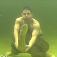 Hãi hùng cảnh tượng người đàn ông vật lộn trăn khủng dưới nước
