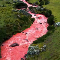 Kinh ngạc con sông có màu nước hồng rực ở Peru