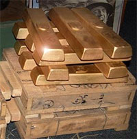 Phát hiện chiếc thùng sắt chứa 4 tấn vàng: 