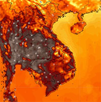 Sóng nhiệt tại Việt Nam và châu Á nhìn từ vệ tinh