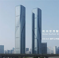 Tòa tháp đôi cao 280m có họa tiết dòng chảy ở Trung Quốc